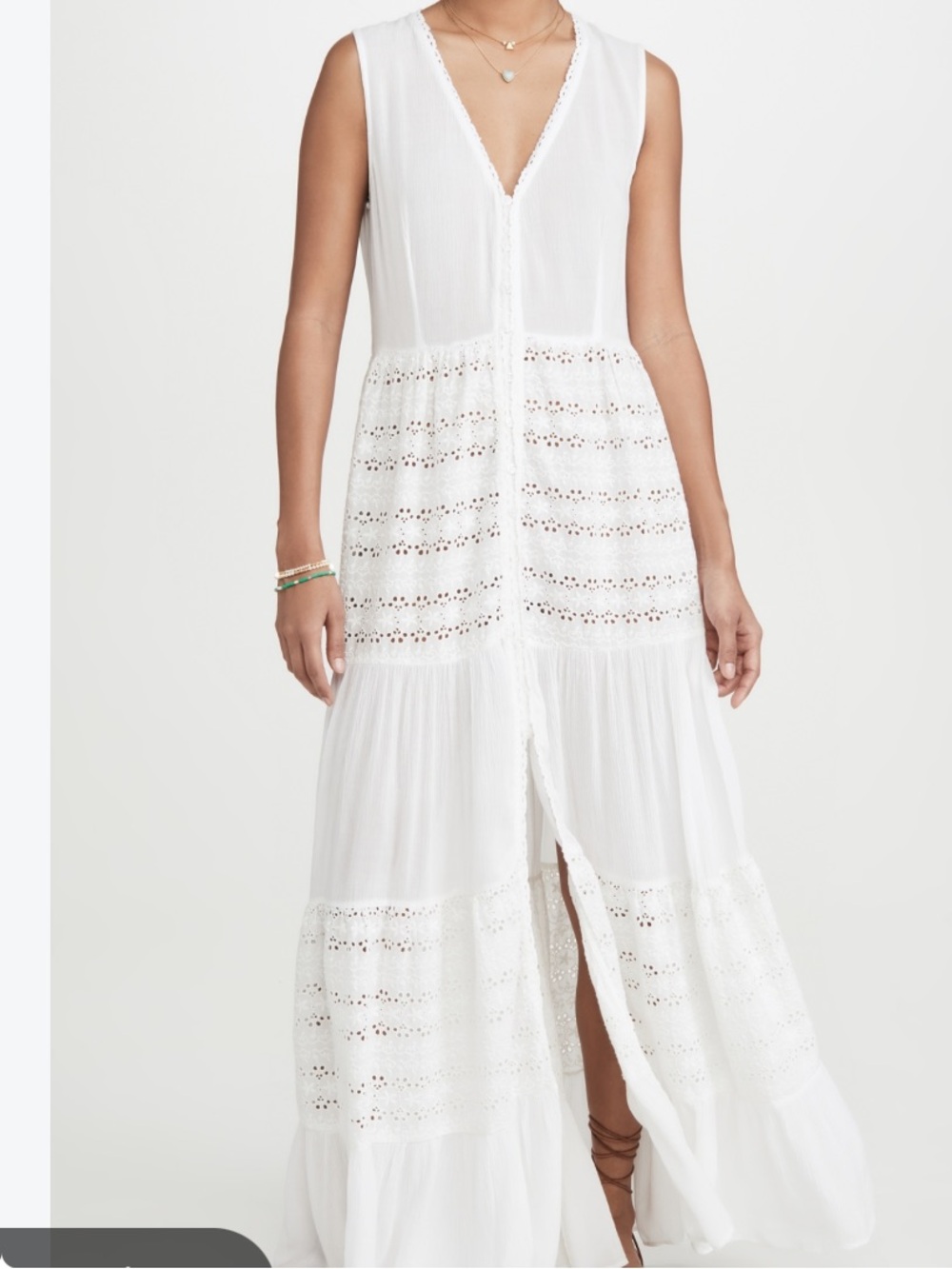 Sleeveless White Eyelet Maxi Dress